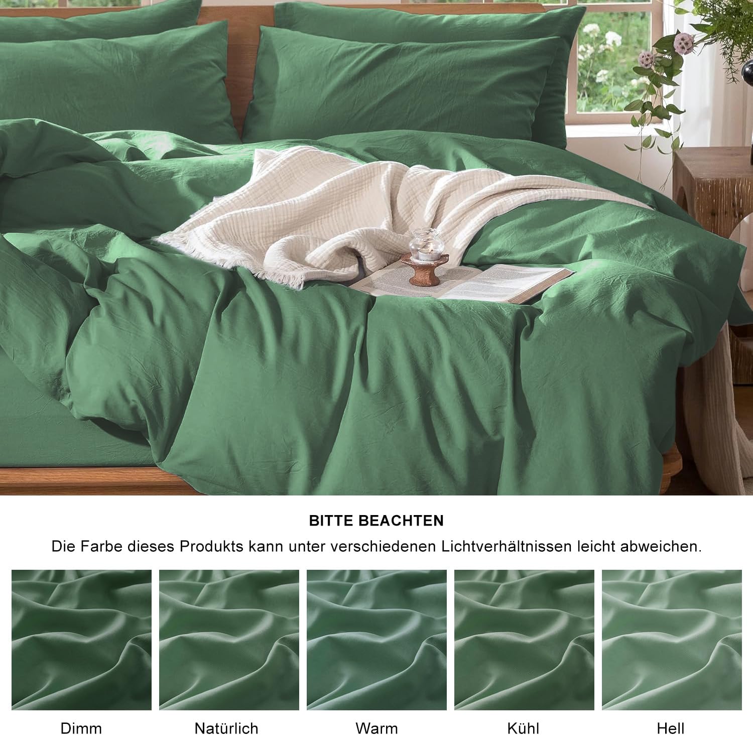 Boqingzhu Juego de ropa de cama de 220 x 240 cm, algodón egipcio, color verde salvia, suave, no necesita planchado, juego de ropa de cama doble de algodón, funda nórdica de 220 x 240 cm y fundas de