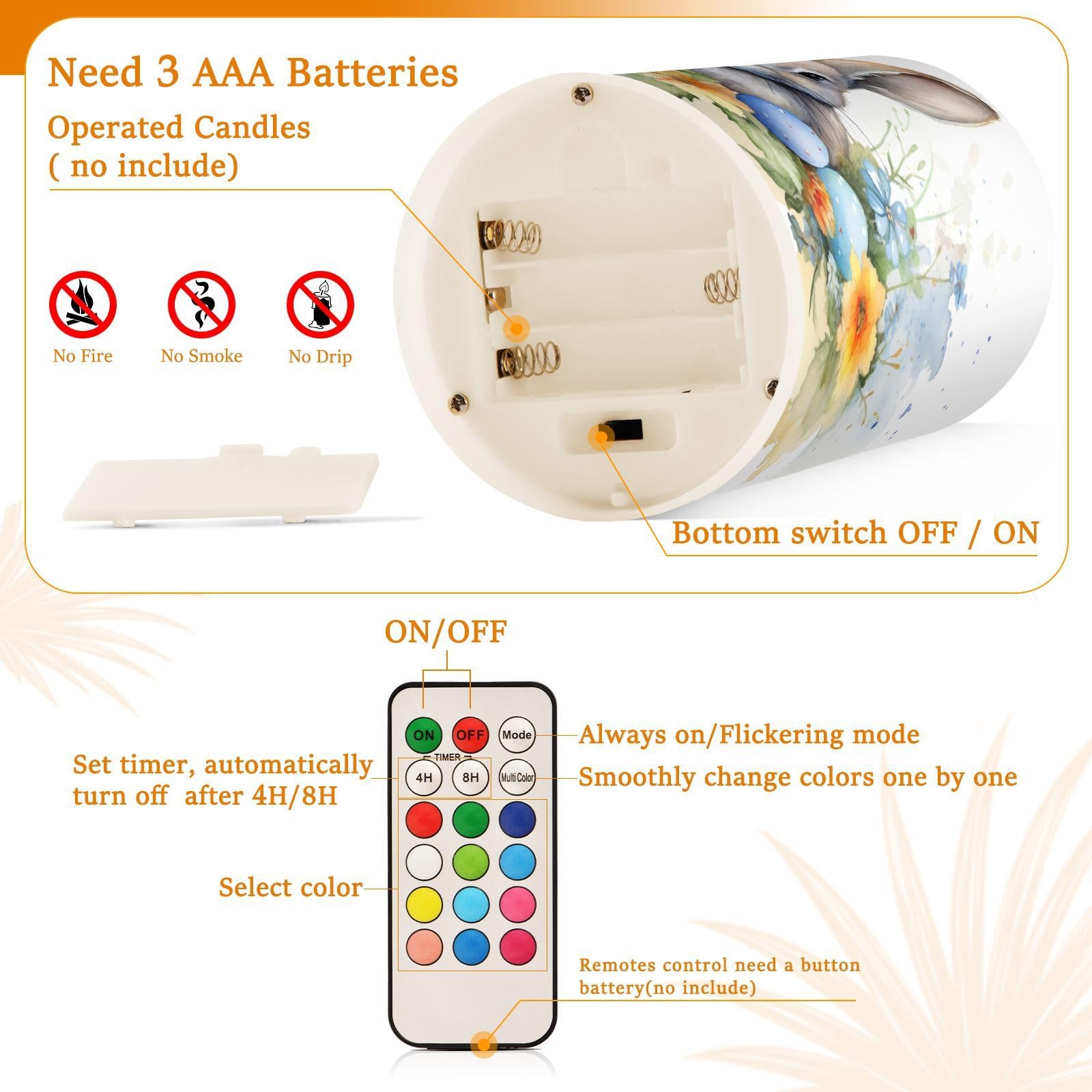 Mnsruu Flickering Flameless LED Candles with Remote Timer - Set of 2 Battery Operated Winter Home Decoration — view 137