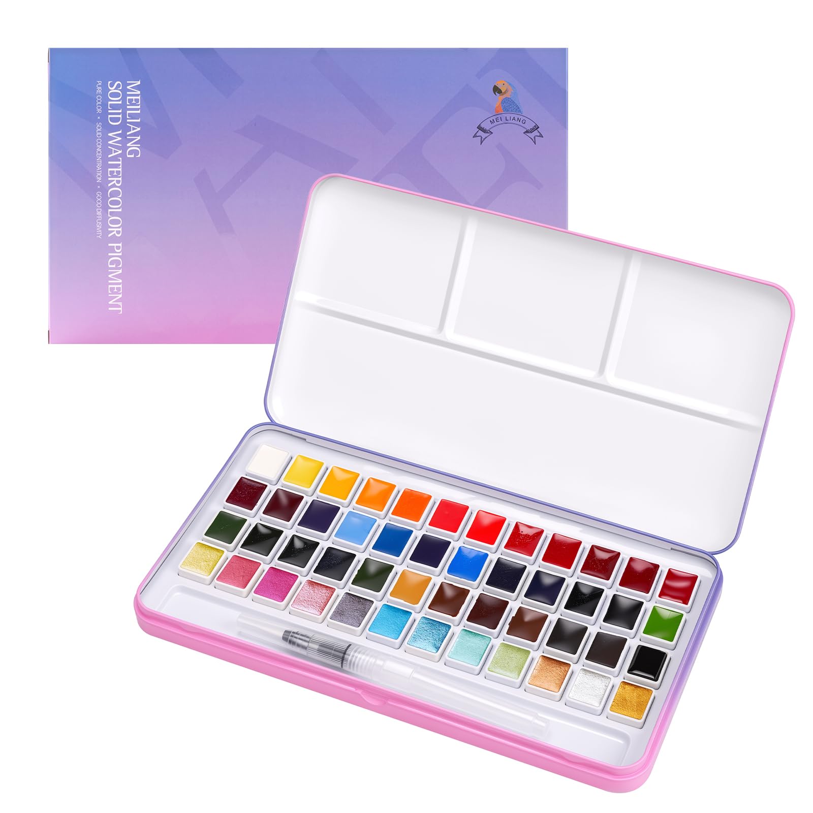 Set di pittura ad acquerello solido, 36+12 colori metallici con | Colori vivaci dei pigmenti/miscelazione liscia e facile