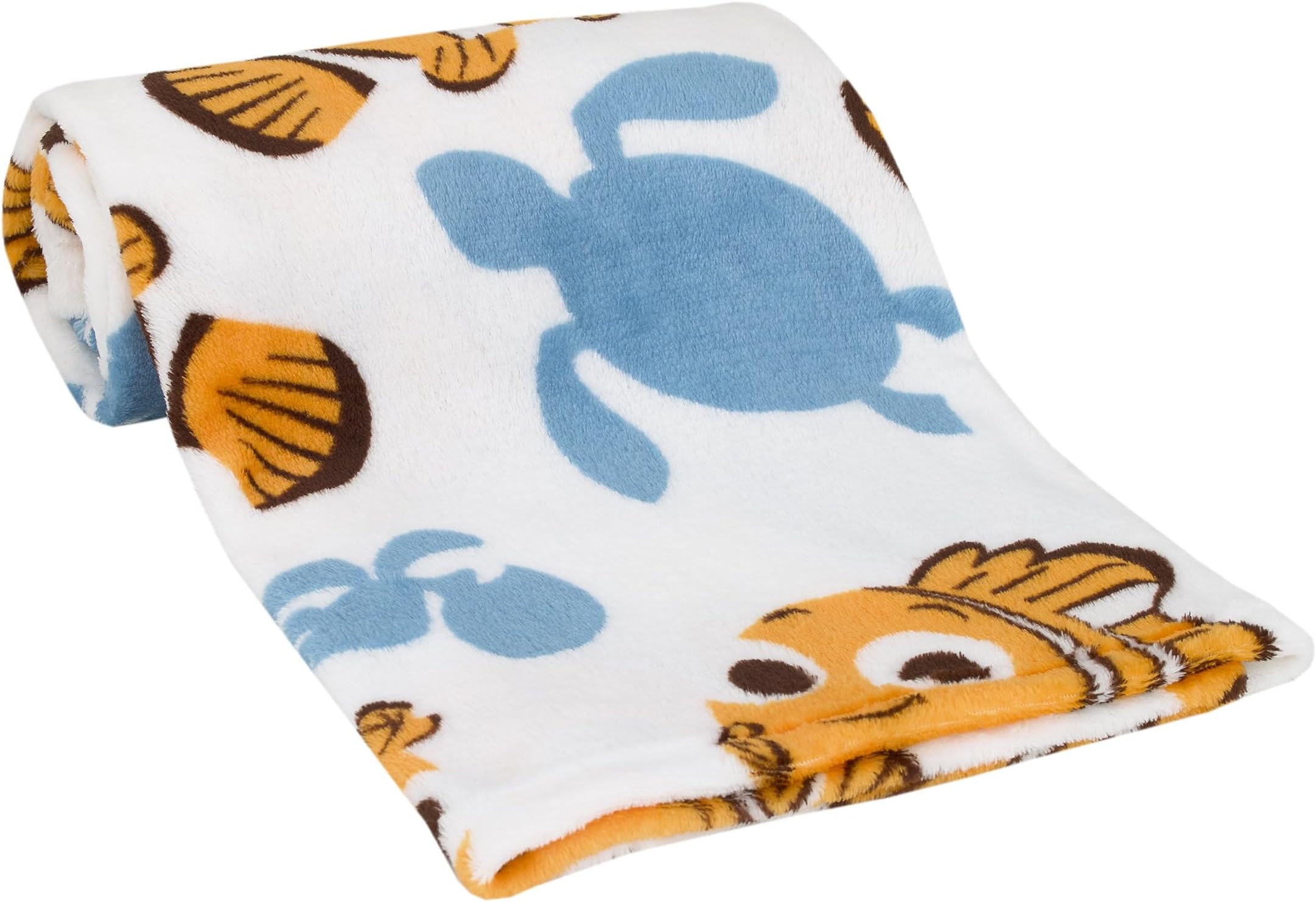 Finding Nemo Orange, Aqua & White crush & Squirt Turtle Super Soft Baby Blanket, Orange, Aqua, White