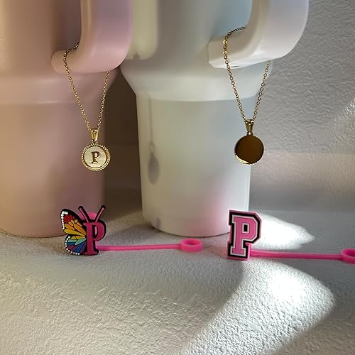 Miniatura 8 de AINEEDY Stanley Cup - 2 fundas de popote de 0.4 pulgadas para taza Stanley de 30 y 40 onzas con 2 colgantes de letra inicial personalizada,