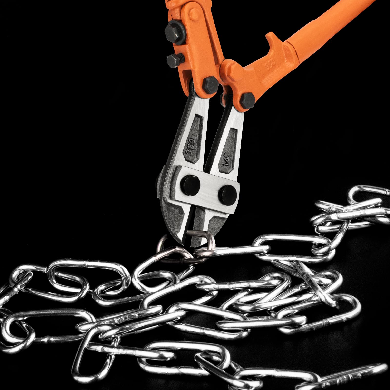 Meccion Coupe-boulons robuste de 35,6 cm pour couper des clôtures, des fils d'acier, des chaînes, des tiges métalliques, des vis, des serrures, des rivets et un petit cadenas avec poignées
