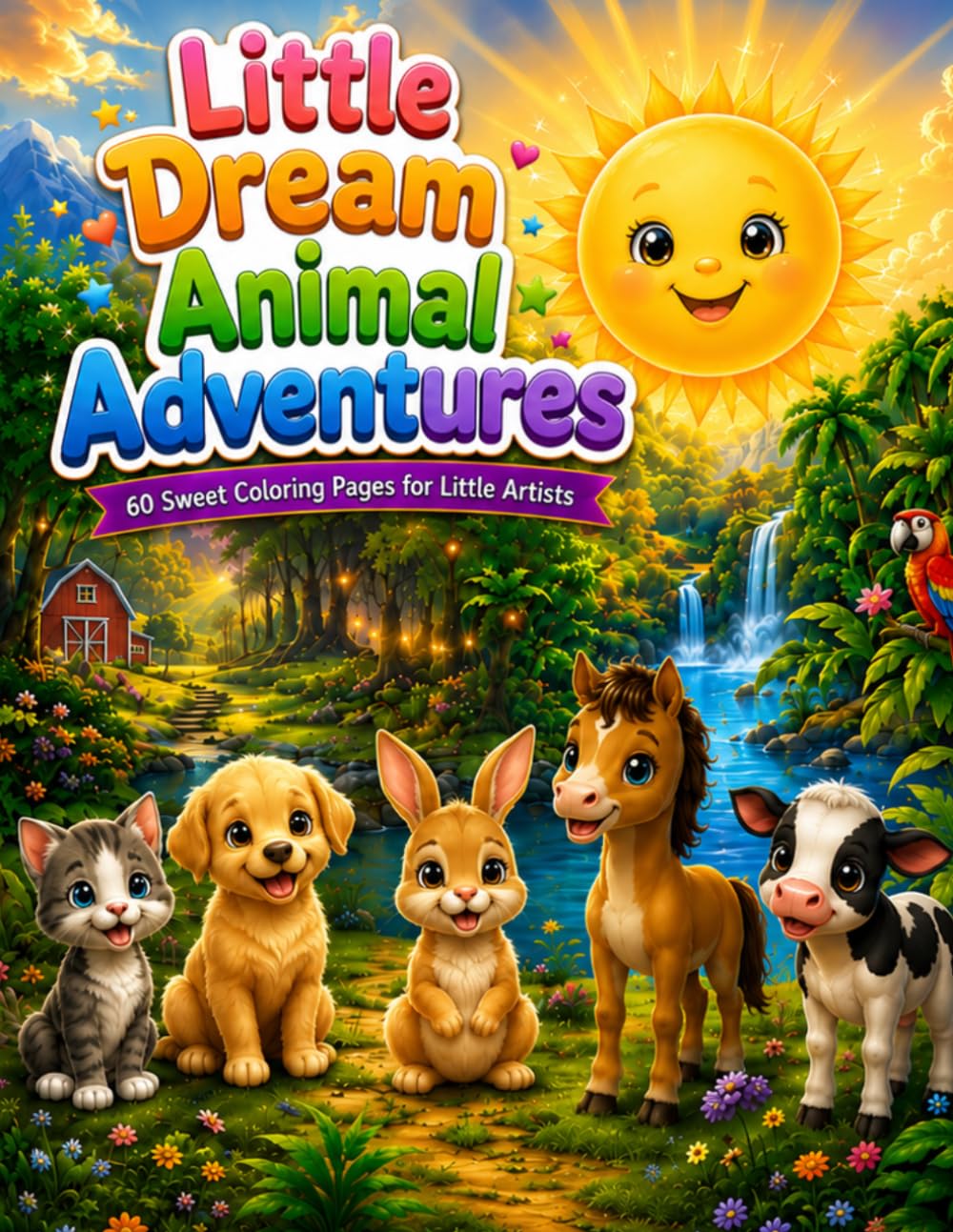 Little Dream Animal Adventures: 60 Cute Coloring Pages for Little Artists