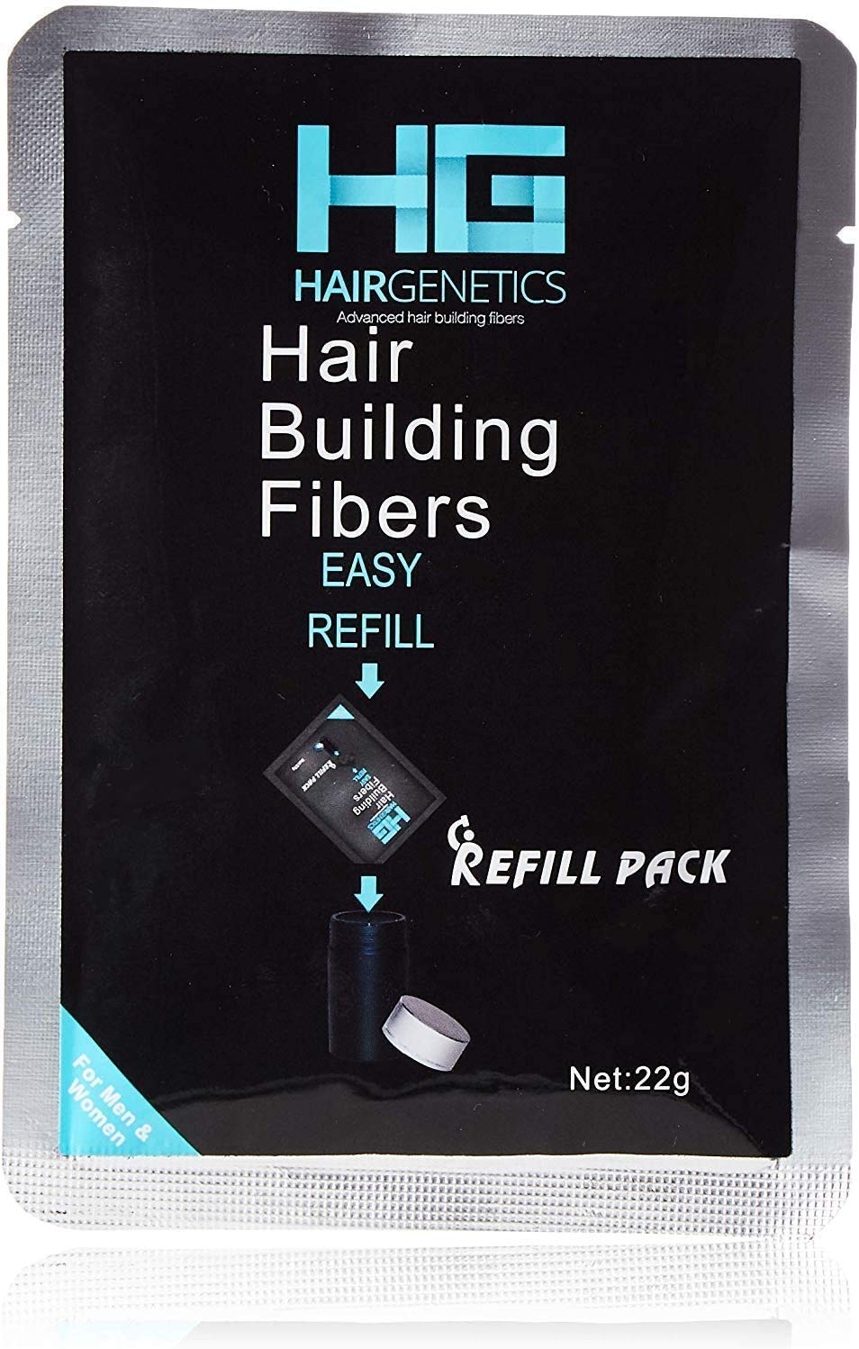 Hair Genetics Light Brown Hair Fibres 22g Refill Pack (Light Brown) for Hair Loss Treatment and Thinning Hair