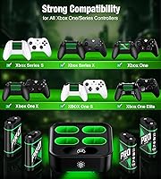 Vista 2 de Paquetes de Baterías Recargables de Carga Rápida Mejorados con Control de Luz, Baterías de Controlador Xbox de 4x4080mWh con Base de Carga