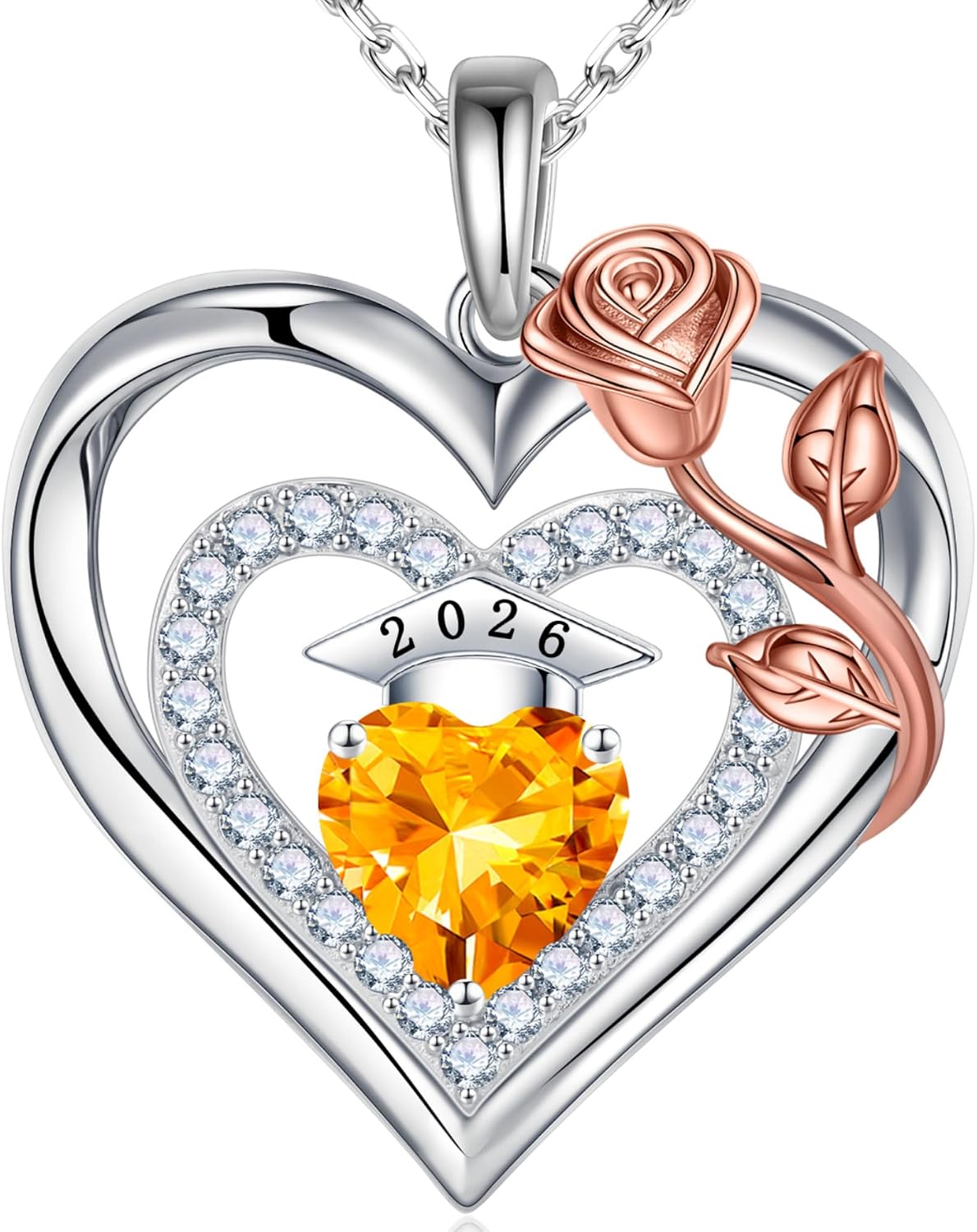 Iefil 2026 Graduation Gifts for Her - S925 Sterling Silver Birthstone Graduation Necklace