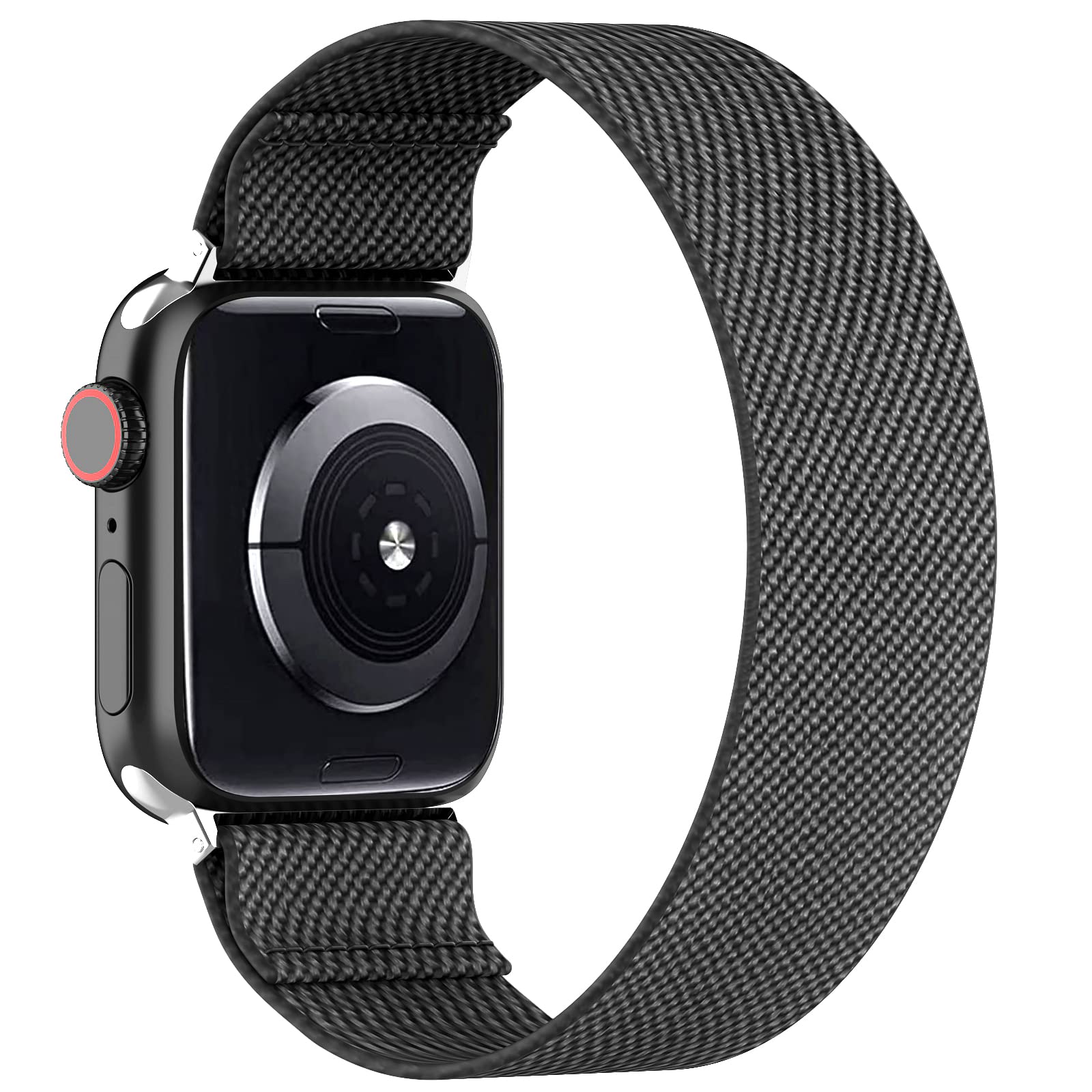 BMBEAR Stretchy Solo Loop Bands Compatible with Apple Watch 38mm 40mm 41mm Braided Elastic Weave Nylon Wristbands Women Men Straps for iWatch Series 7/6/5/4/3/2/1/SE Dark Black — view 25