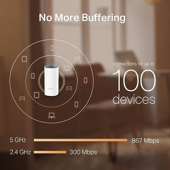 TP-Link Deco M4 3-pack, AC1200 Mbps, Dual-Band, Gigabit Ports, Connectivity Up to 100 Devices, Coverage Up to 370 m², Easy Installation with Mobile Application, Wi-Fi 5 Mesh System