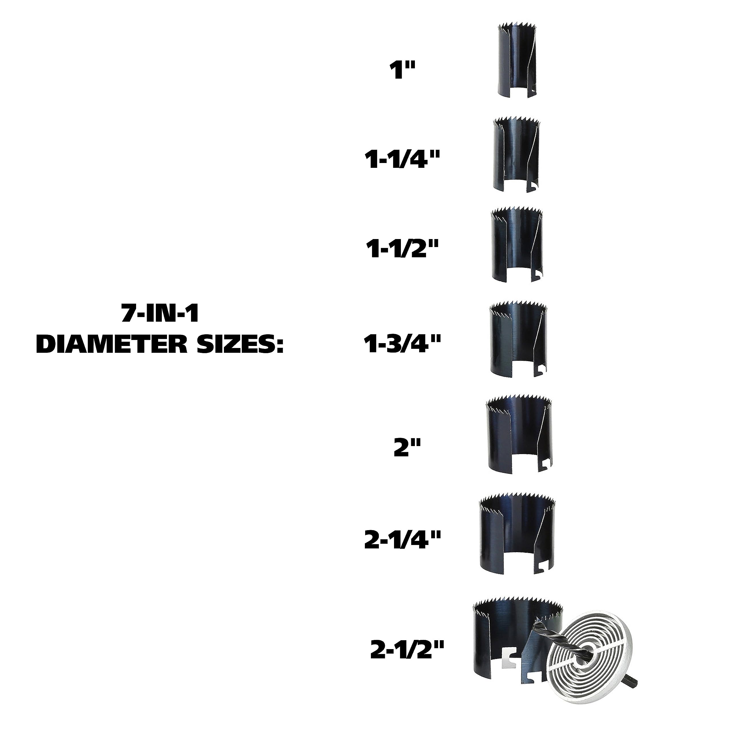 GreatNeck HC7D 7-in-1 Hole Saw, 1-3/4 Inch Deep