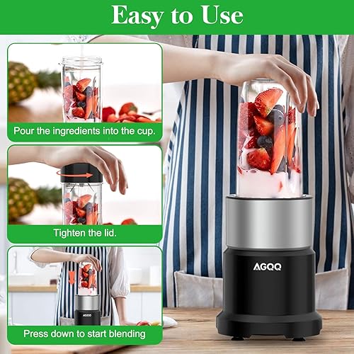 Miniatura 6 de Licuadora para batidos y batidos, licuadoras portátiles de encimera de 850 W para cocina, 17 piezas de licuadora y molinillo con hoja de 6 bordes,
