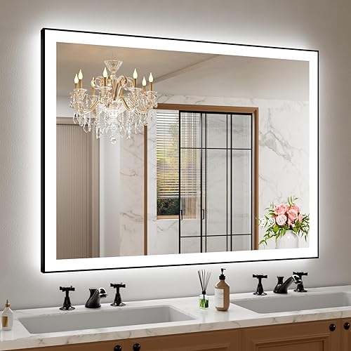 Miniatura 25 de Amorho - Espejo de pared para tocador de baño, de 20x28 pulgadas, con luz LED delantera y luz trasera, espejos de montaje en pared regulables sin