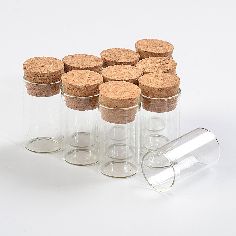 TAI DIAN 22 * 40mm 6ml Empty Glass Transparent Clear Bottles with Cork Stopper Glass Vials Jars Packaging Bottles Test Tube 24pcs(24, 6ml)