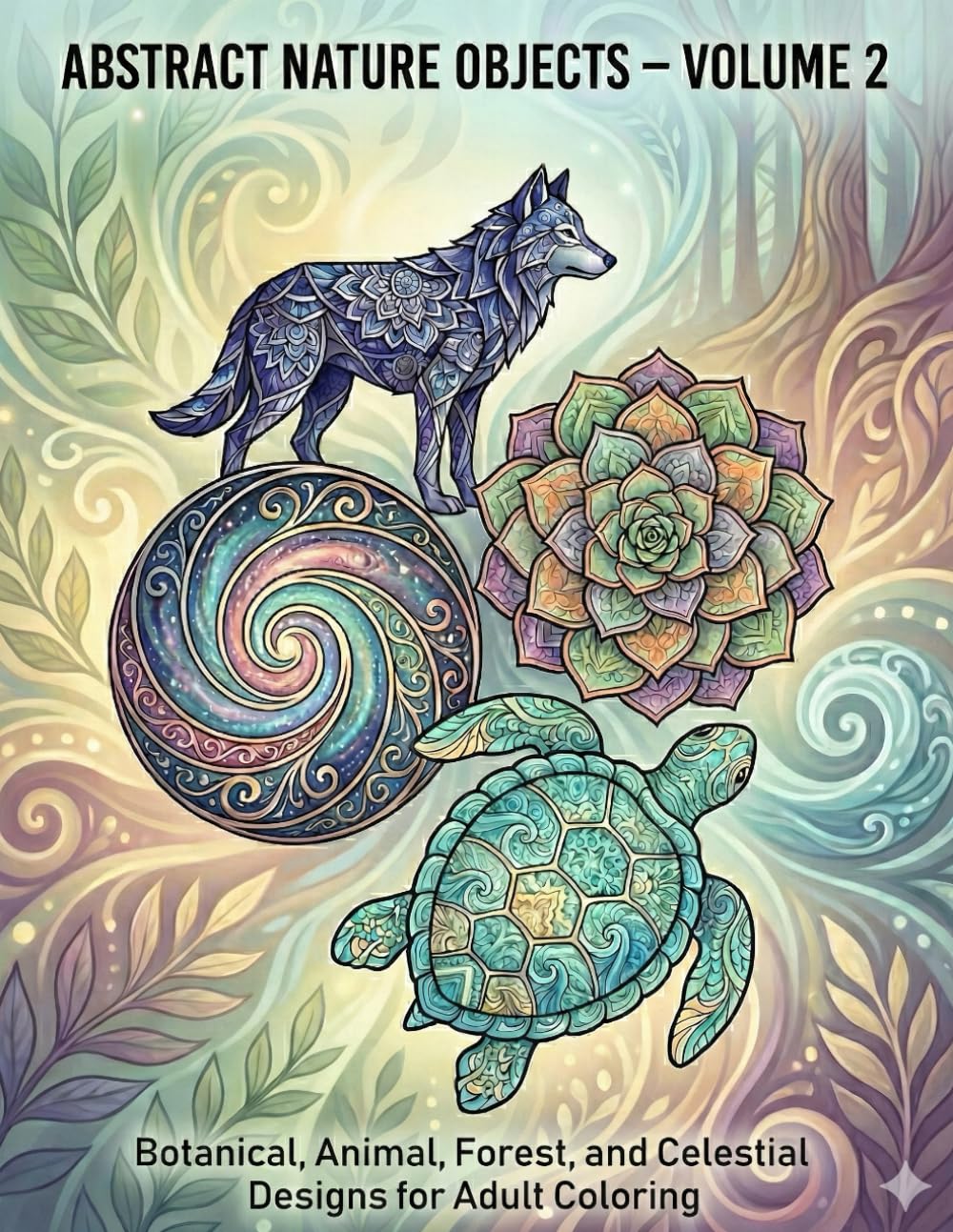 Abstract Nature Objects - Volume 2: 50 Intricate Nature Designs for Relaxation and Creativity (Adult Coloring Books - Abstract)