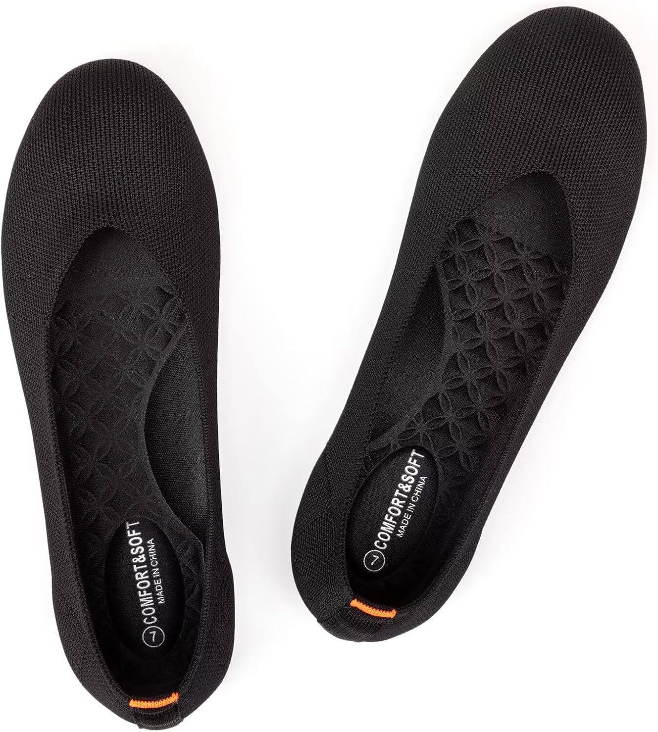 Frank Mully Women's Ballet Flats Round Toe Walking Flats Slip On Work Shoes Knitted Flats Shoes for Woman Soft Lightweight