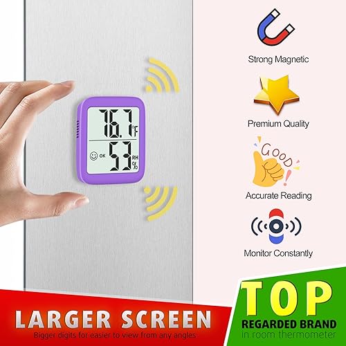 Miniatura 3 de Antonki Paquete de 2 Termómetros de Habitación para el Hogar, Higrómetro Medidor de Humedad Interior, Monitor de Sensor Digital de Temperatura y