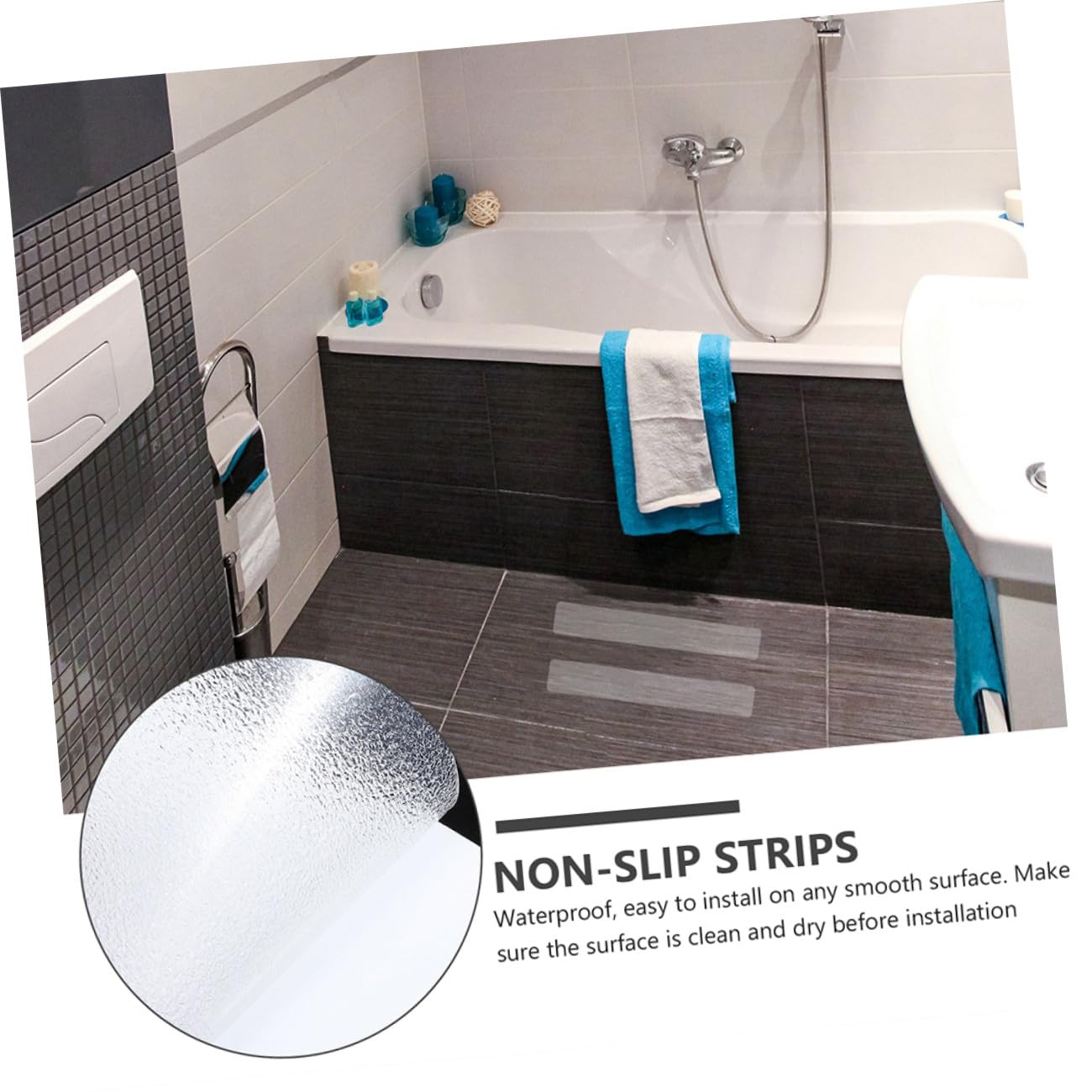 Cintas Antideslizantes Transparentes para Suelo, 10 Piezas de 15x61 Cm, Material Peva Resistente al Desgaste, Tiras de Seguridad para Duchas, Bañeras y Escaleras, Adhesivas