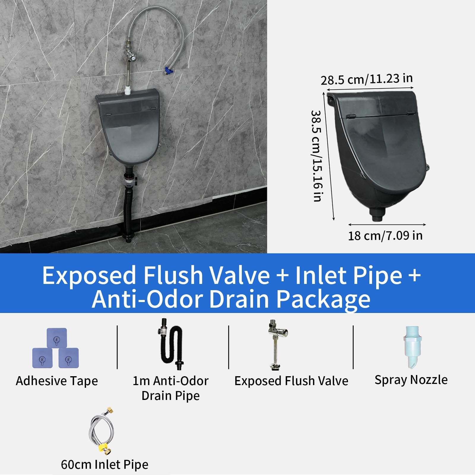 Orinatoio da parete – Moderno apparecchio da bagno in ceramica per case, hotel e uffici, design facile da pulire per l'igiene quotidiana e l'uso pratico del bagno