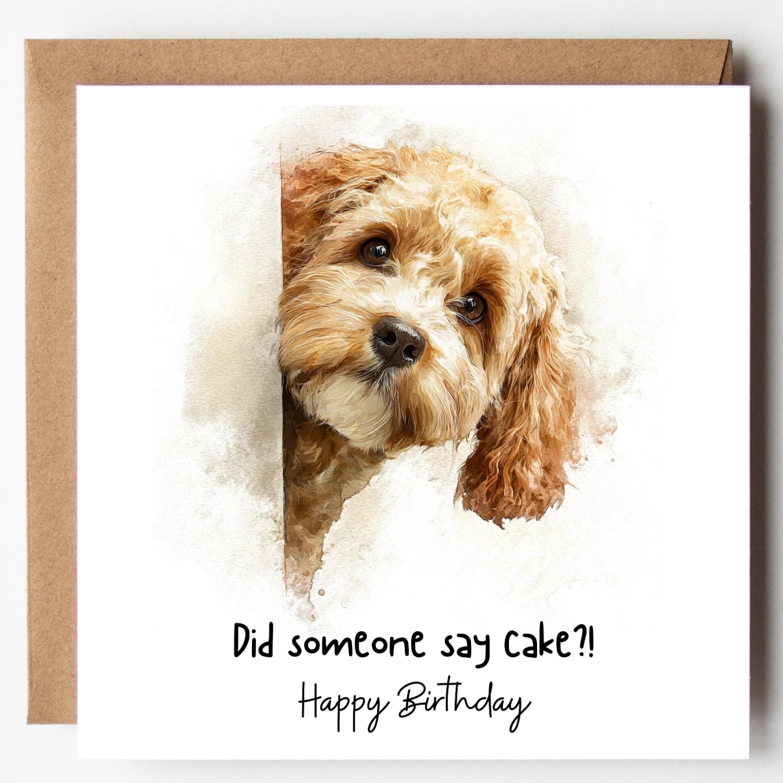 Cockapoo Birthday Card for Her – Cute Dog Happy Birthday Card – Luxury Textured 300gsm Greeting Card with Kraft Envelope