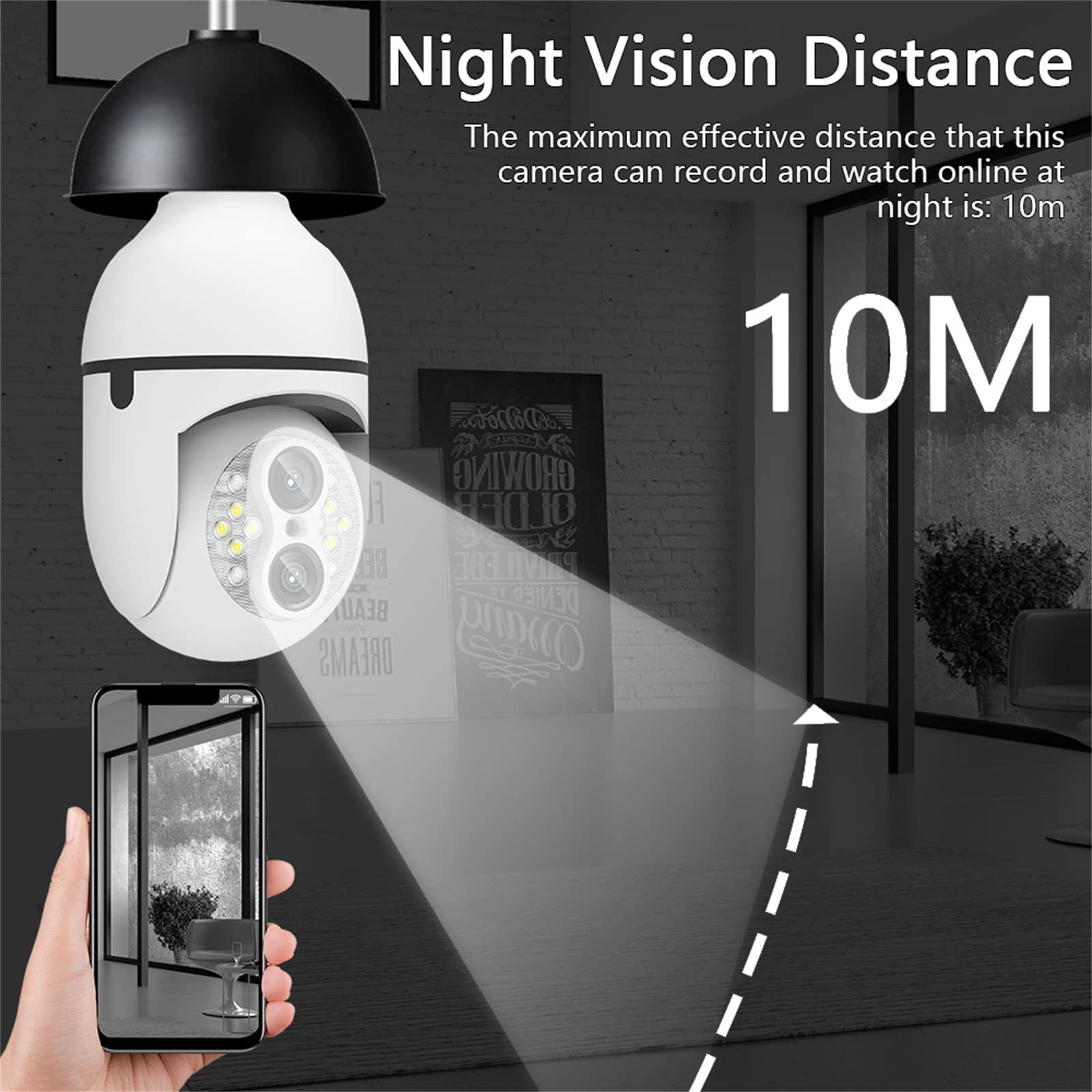 Caméra Ampoule Full HD 4MP Zoom 10X Double Objectif E27 Ampoule Caméra De Surveillance WIFI Suivi Automatique 360 PTZ Caméra IP Couleur Vision Nocturne Sécurité IP CCTV
