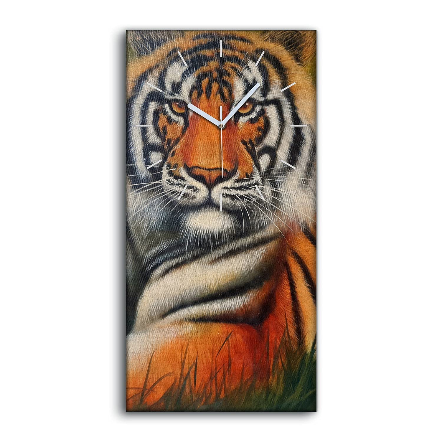 Horloge sur Toile Art Moderne Salon Peinture Tigre du Bengale 30x60