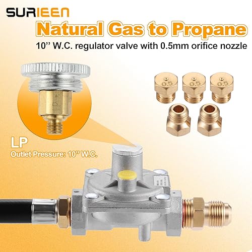 Miniatura 4 de SURIEEN Kit de conversión de parrilla de gas naturalpropano, regulador de presión de gas natural con boquilla de orificio, compatible con Weber