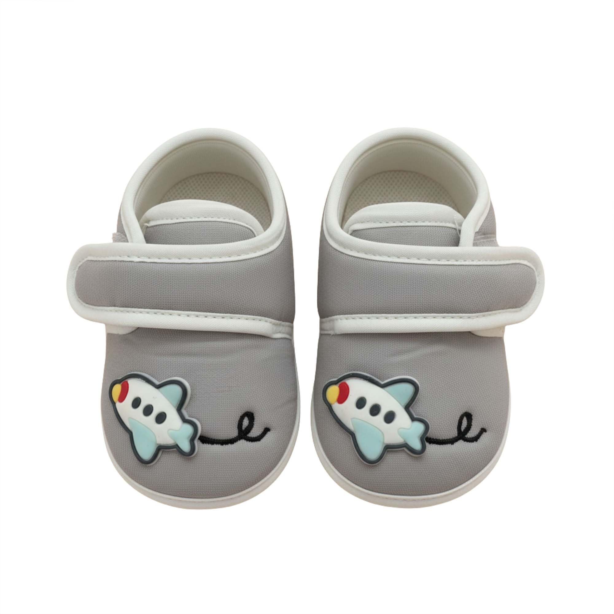 babymoo Aeroplane Velcro Strap Anti-Skid Sneakers Booties-Grey-picture-26