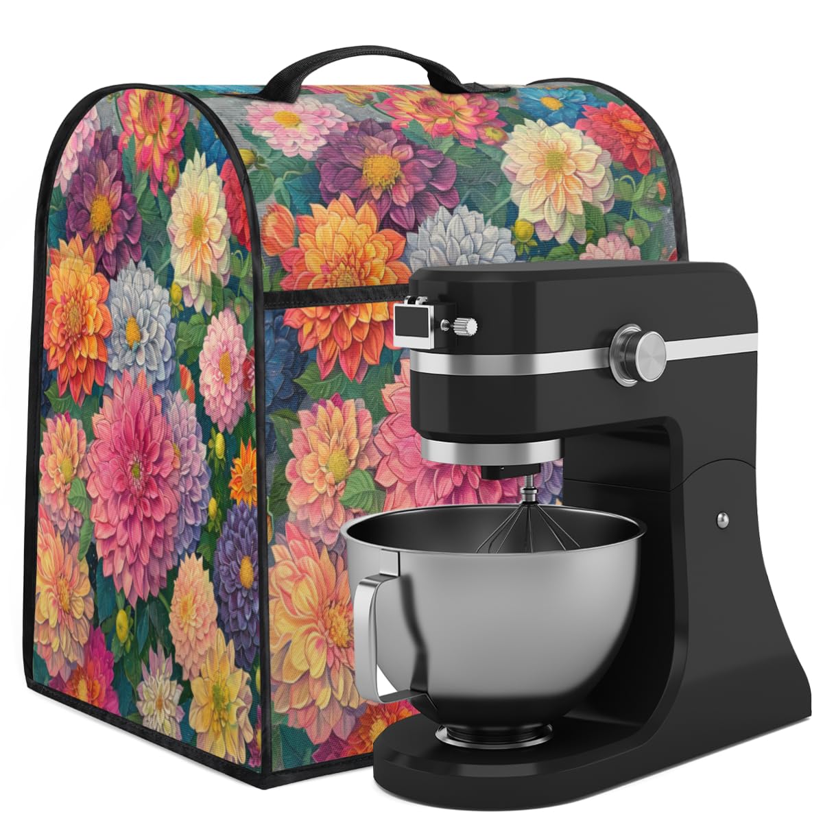 Coffee Maker Cover Vintage Flower Dahlia Kitchen Appliance Covers Small Appliance Covers Blender Cover Juicer Cover Dust Covers for Kitchen Appliances with Top Handle and Pockets,Washable,B898
