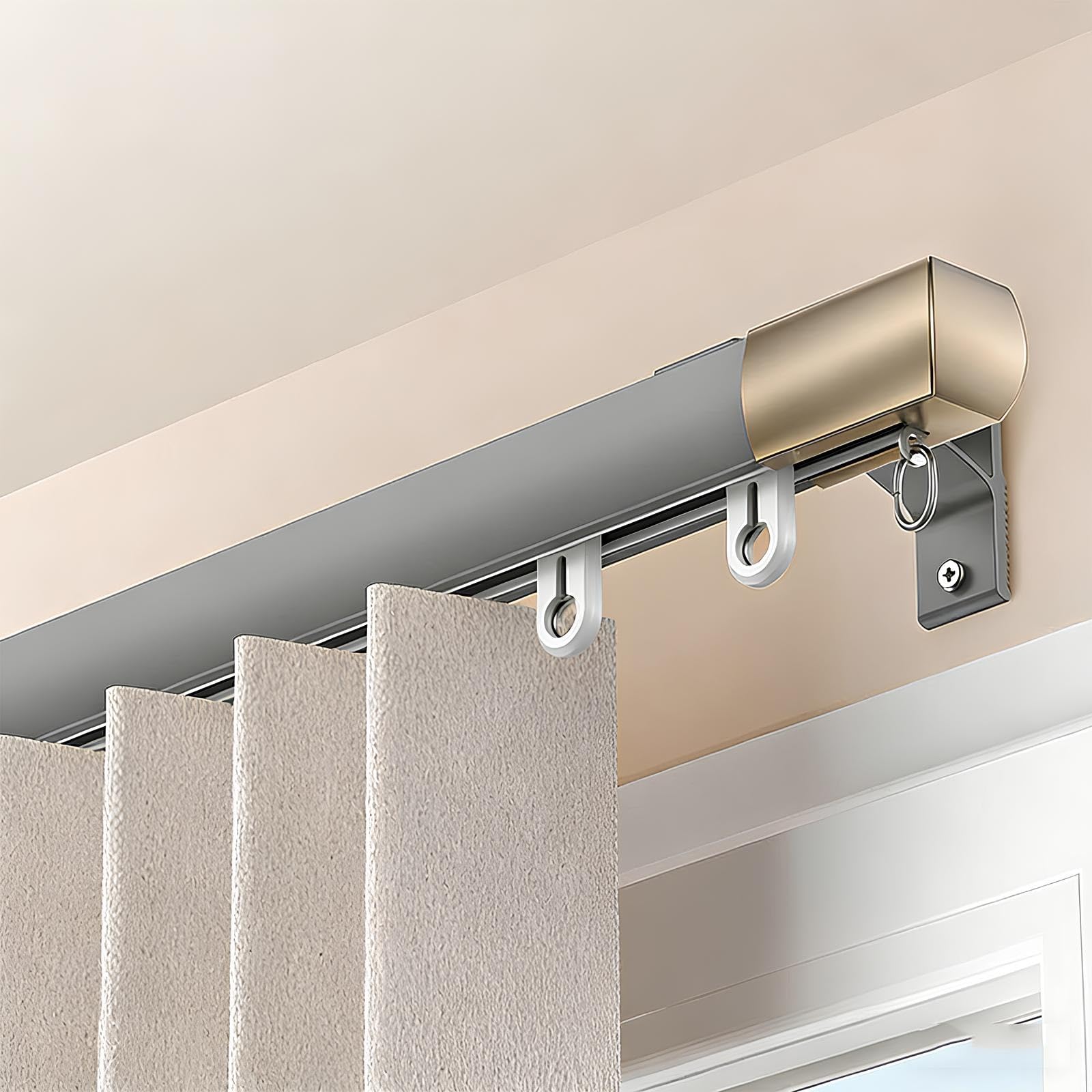 Rail de plafond silencieux gris 120cm - Tringle aluminium pour salon