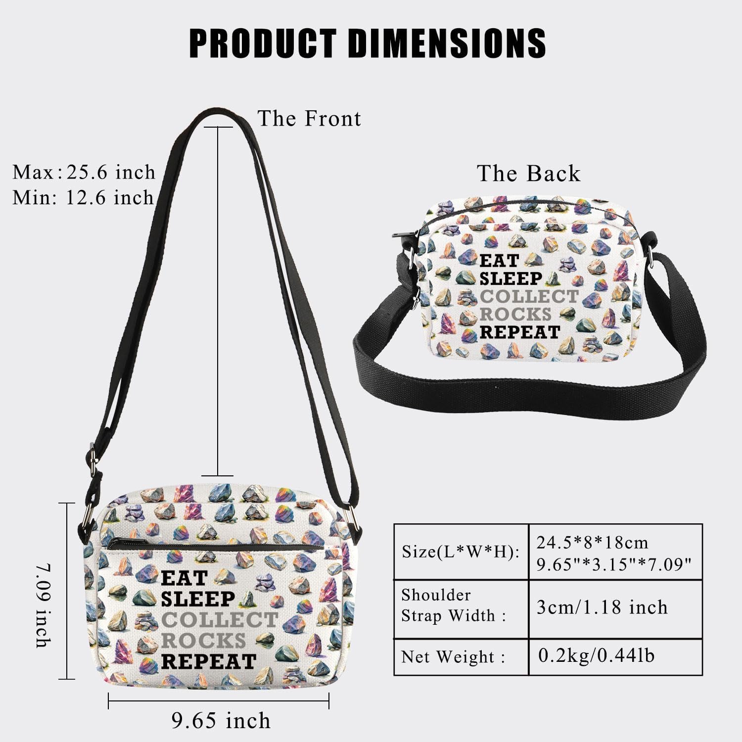 BDPWSS Geology Lover Gift Rock Collector Gift Eat Sleep Collect Rocks Repeat Crossbody Bag Rock Hound Gifts Geologist Gifts