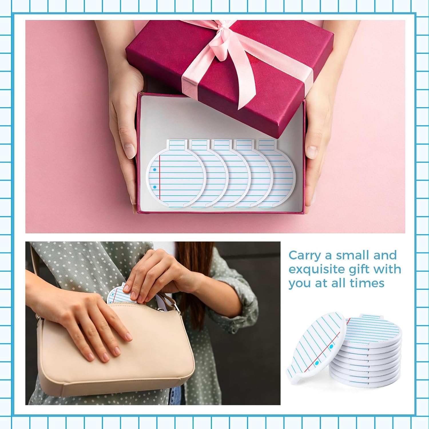 clothmile 50 Pcs Teacher Appreciation Mirrors Gifts 2.87 Inch Round Notebook Pocket Makeup Mirror Mini Thank You Compact Mirror Small Portable Pocket Makeup Mirror Gifts for Teacher Women