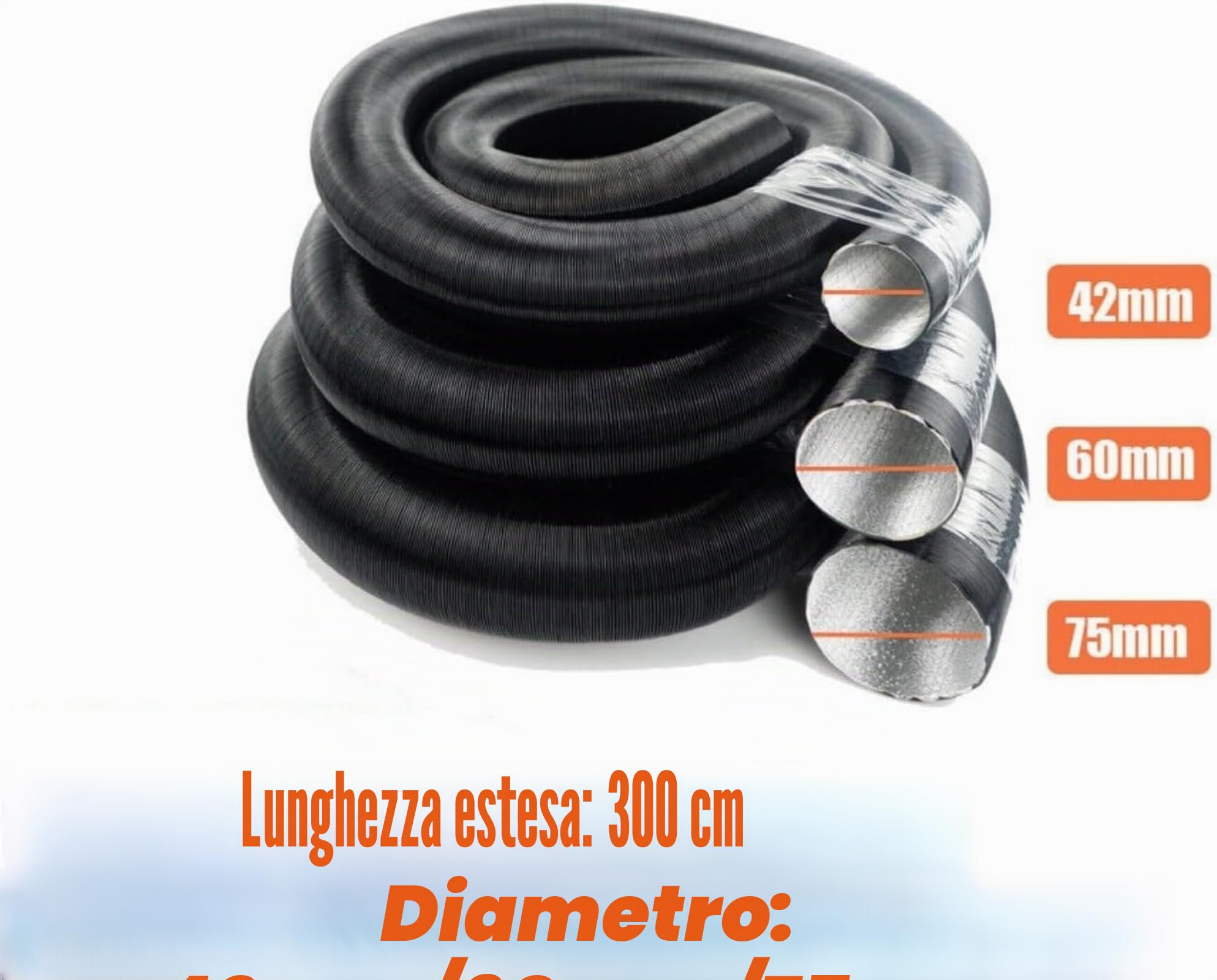 Lunghezza 300 cm tubo flessibile gas di scarico tubo di scappamento per auto aria diesel riscaldamento riscaldatore ad aria (60 mm)