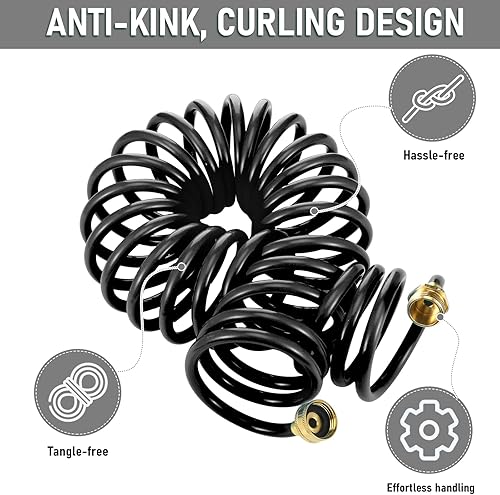 Miniatura 6 de Pangda Manguera de jardín de bobina de 25 pies x 38 pulgadas, manguera de agua expandible con boquilla de pulverización de 6 funciones, conector de