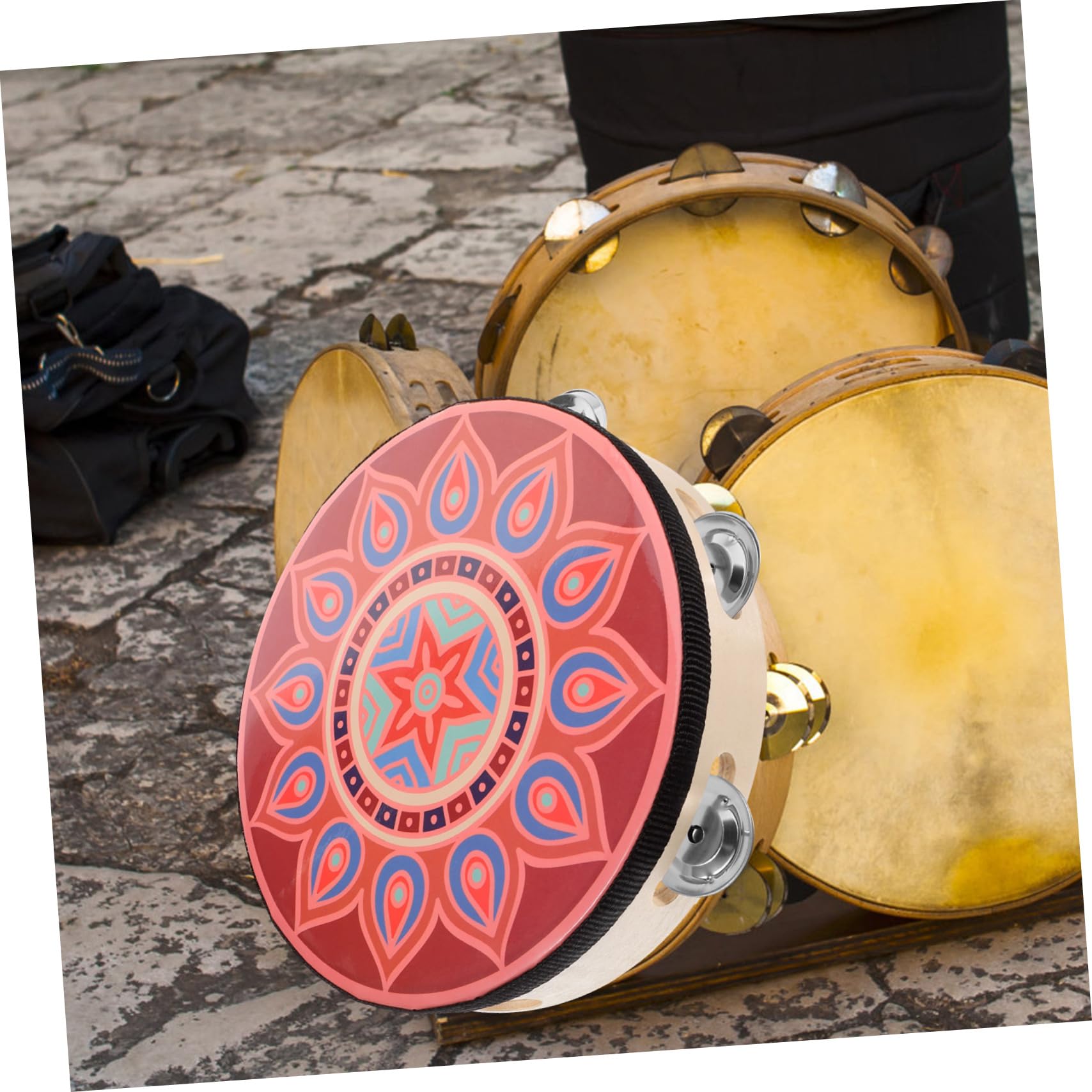 Generic 5stücke Handheld Tamburin Aus Holz Einzelreihe Leichtes Percussion-instrument Für Tanzaufführungen Geeignet Für Jugendliche Und Erwachsene Robustes Design Aus Edelstahl Und