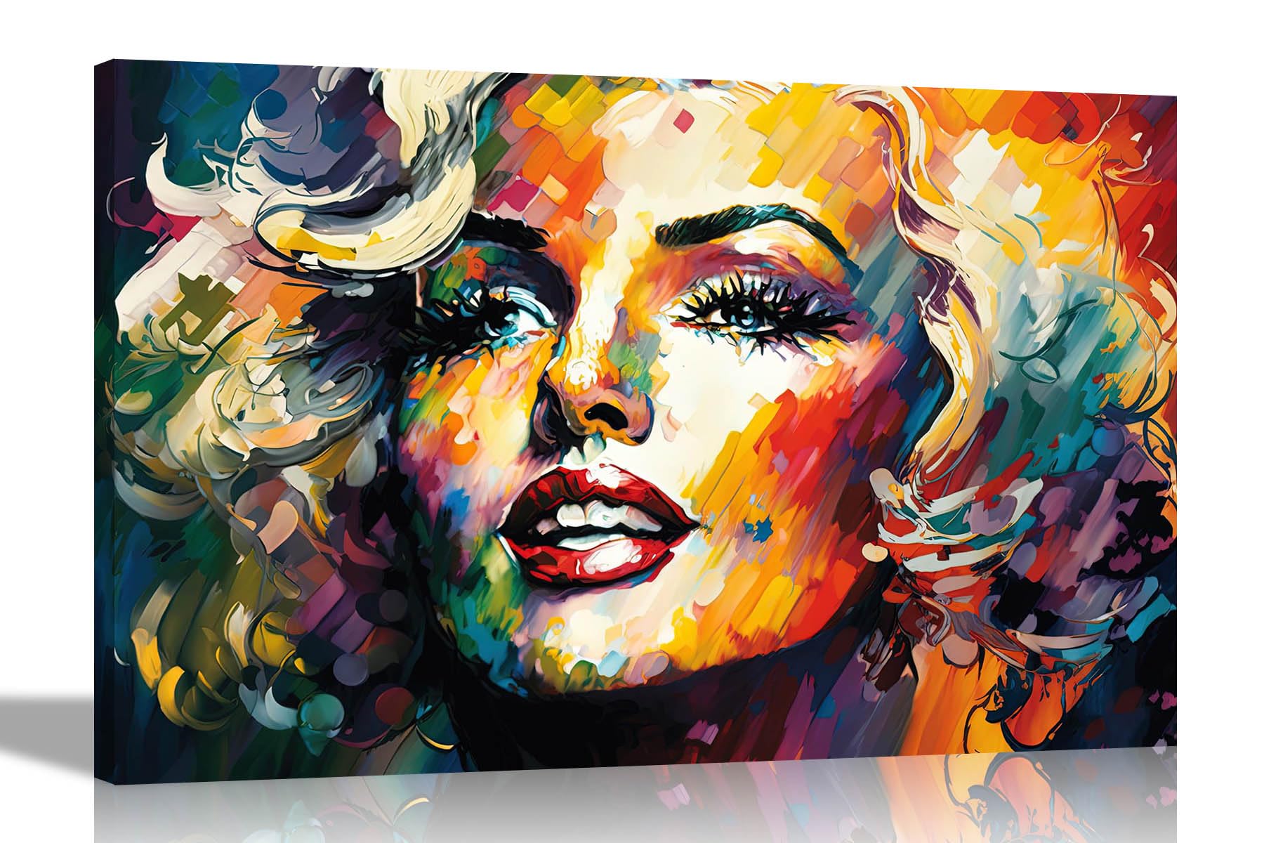 Artley Prints Multicoloured - Abstract Marilyn Monroe Painting Contemporary Canvas Wall Art Prints For Vibrant Living Room Décor Colourful Pictures 40 X 30Cm (16 X 12 Inches) A3