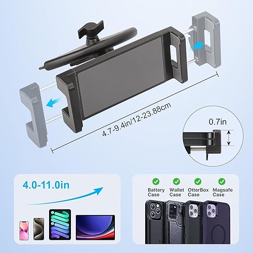 Miniatura 3 de EEEKit Soporte para tablet 2 en 1 con ranura para CD, soporte universal de rotación de 360 para dispositivos de 4 a 11 pulgadas, color negro