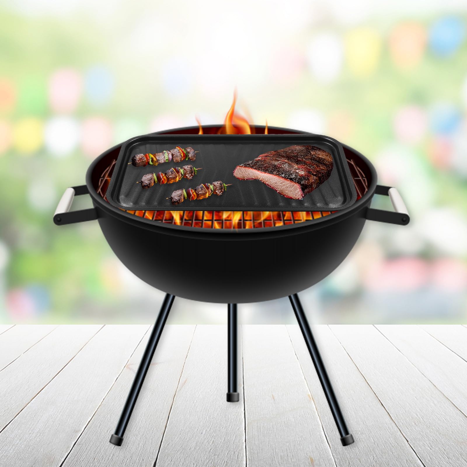 Placa Antiadherente para Barbacoa con Recubrimiento Grueso para Parrilla y Cocina Ligera y Fácil de Limpiar para Carnes y Verduras