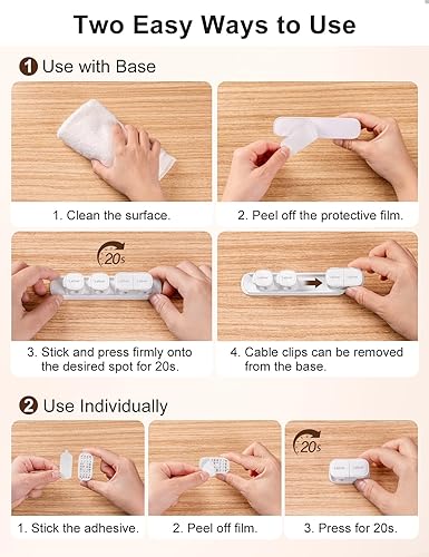 Miniatura 2 de Paquete de 6 soportes organizadores de cables con hebilla magnética 1s abiertobloqueo, clips para cables de escritorio adhesivos fuertes,