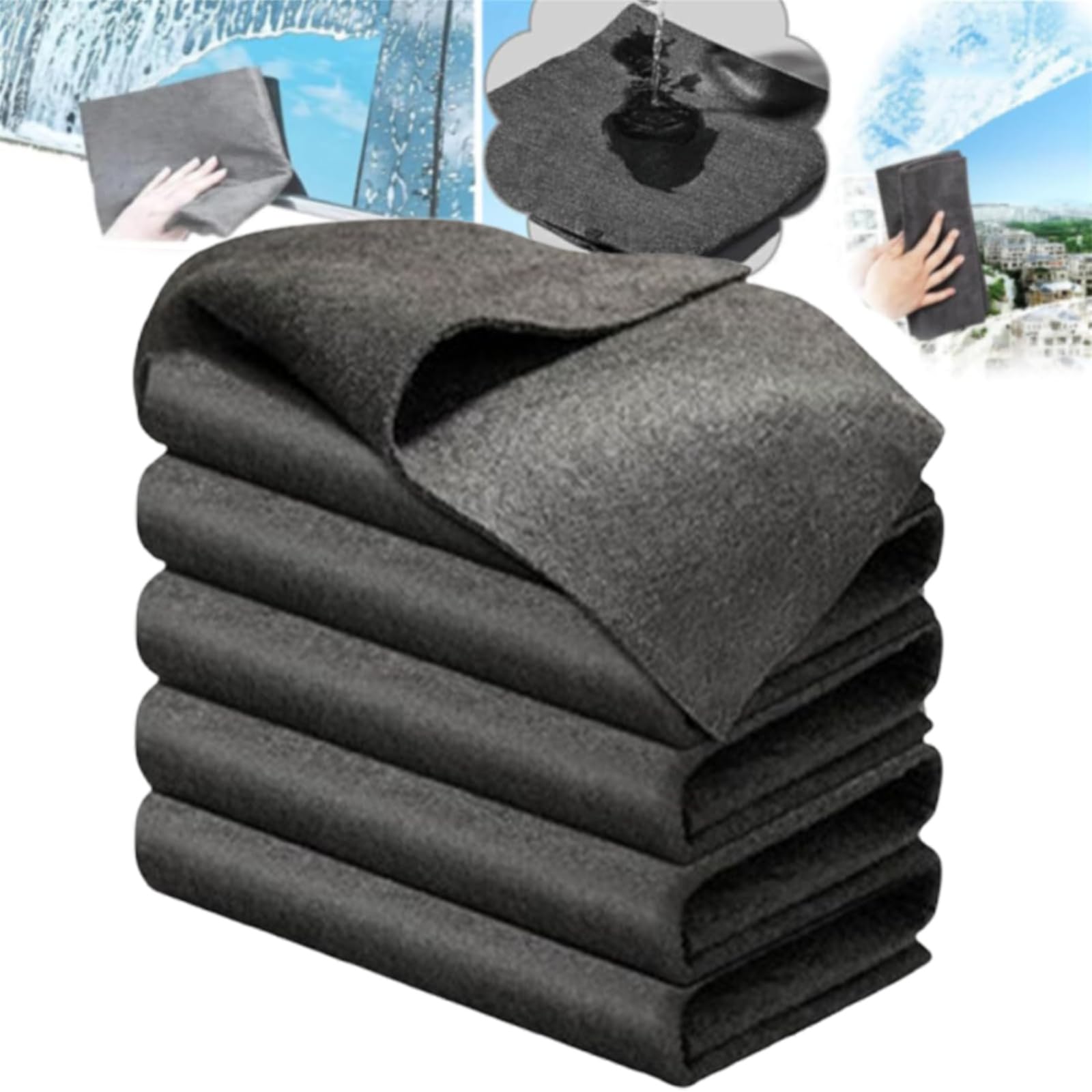 Thickened Magic Cleaning Cloth, Streak Free Miracle Cleaning Cloth, Reusable Microfiber Cleaning Cloths, Lint Free Cloth for Windows Cars Mirror TV Glasses (5PCS, 11.8 * 15.7in)