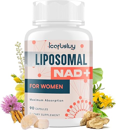Suplementos NAD de 2000 mg para mujeres, alternativa a la NMN, NAD+ liposomal femenino, con Ashwagandha, berberina HCL, ginkgo biloba y cohosh