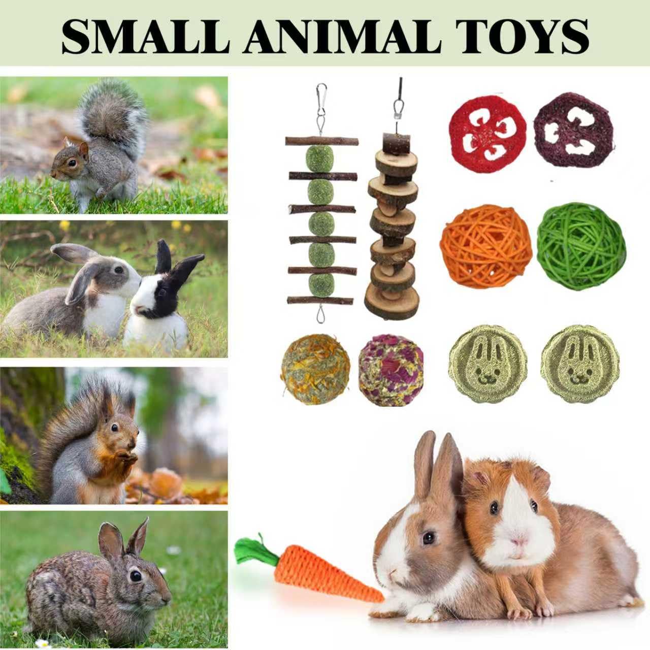 LIUQOBN 25 Pack Rabbit Toys Set, Rabbit Toys Boredom Breakers for Bunny Hamsterand Guinea Pig and Chinchilla, Small animal puzzle toys - Image 3