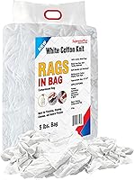 Vista 24 de Trapos de limpieza de camisetas blancas de primera calidad (caja de 10 libras), trapos de algodón blanco para limpieza, manchas, pintura, aceite