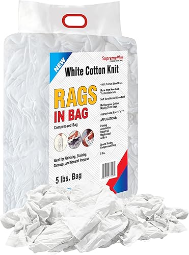 Miniatura 24 de Trapos de limpieza de camisetas blancas de primera calidad (caja de 10 libras), trapos de algodón blanco para limpieza, manchas, pintura, aceite