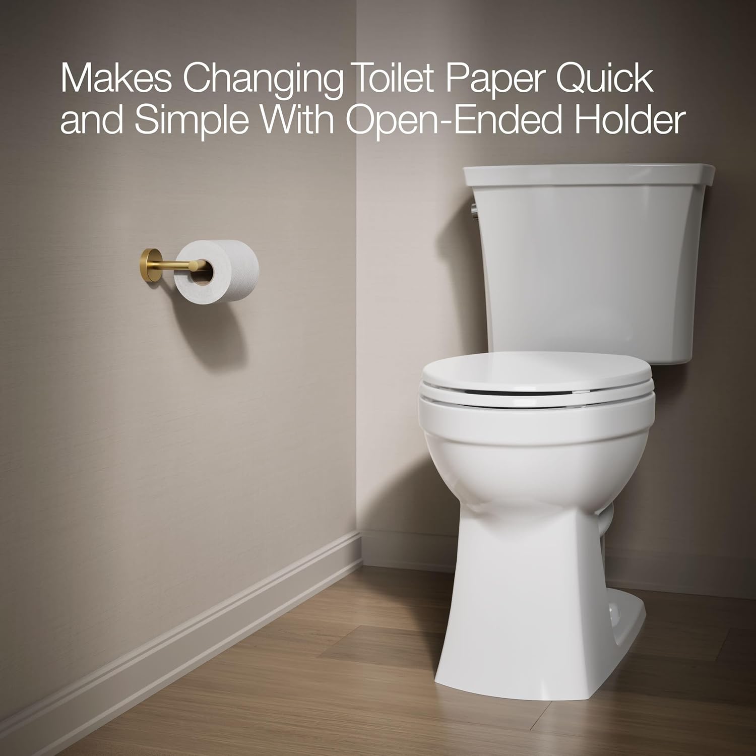 KOHLER K-27292-2MB Elate Toilet Paper Roll Holder, Minimalist Design, Premium Durable Metal, Corrosion Resistant, Vibrant Brushed Moderne Brass