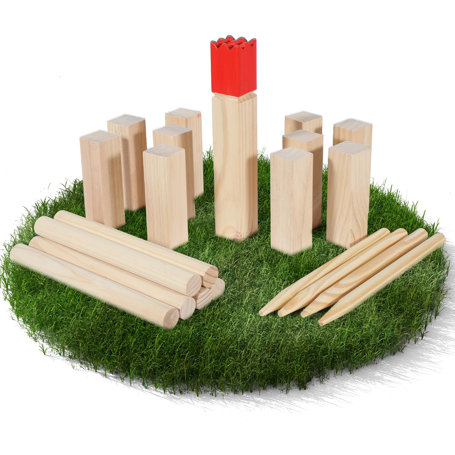Original Kubb Wikinger Wurfspiel mit Tragetasche & Spielanleitung – Hochwertiges Schwedisches Schach aus FSC-zertifiziertem Gummibaumholz – Robustes Outdoor-Spiel für Garten, Strand und Park