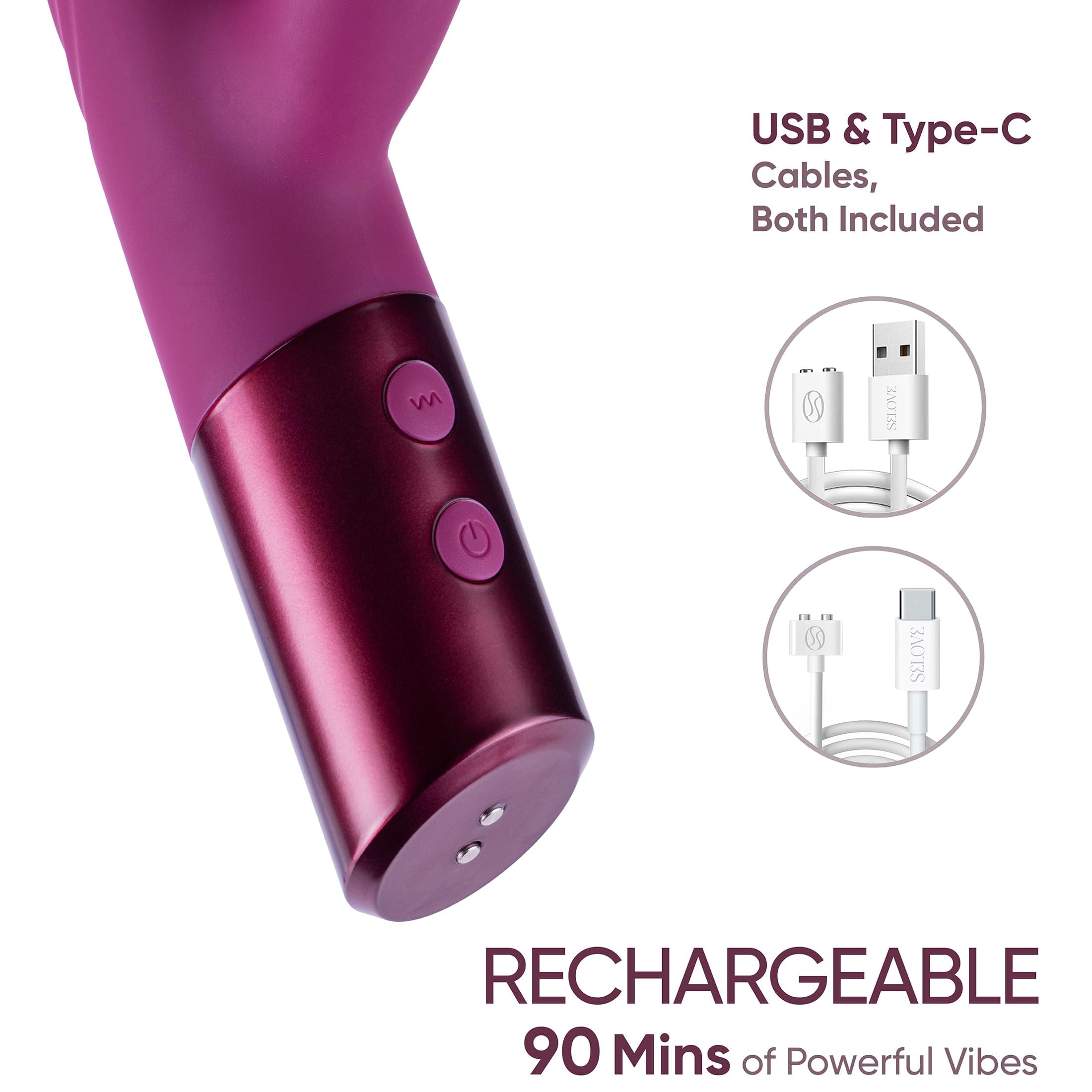 SELOVE Vibratore Rabbit con Spinta – Dildo Punto G, Doppia Vibrazione