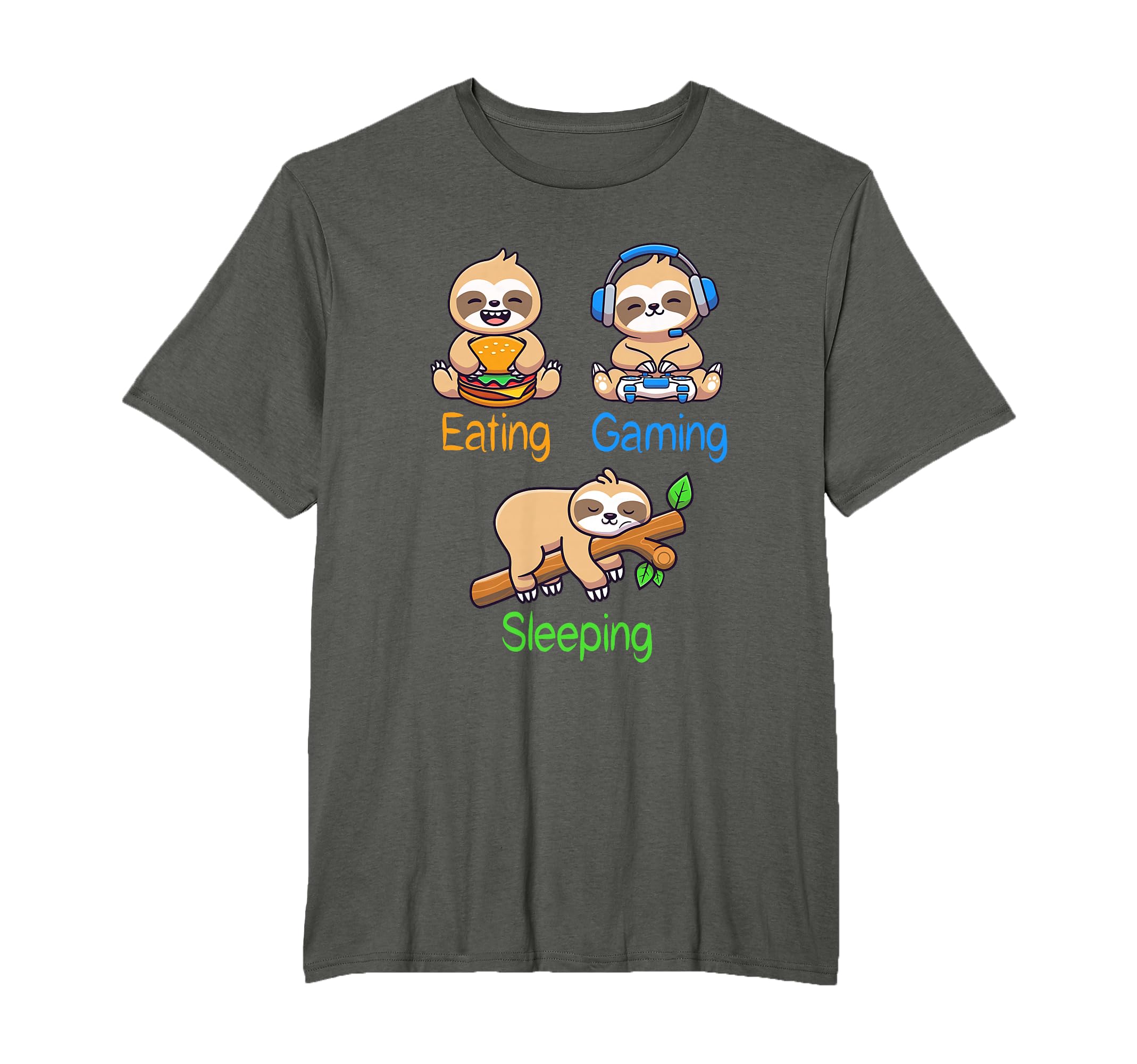 Eating Gaming Sleeping Gamer Sloth Men Kids T-Shirt