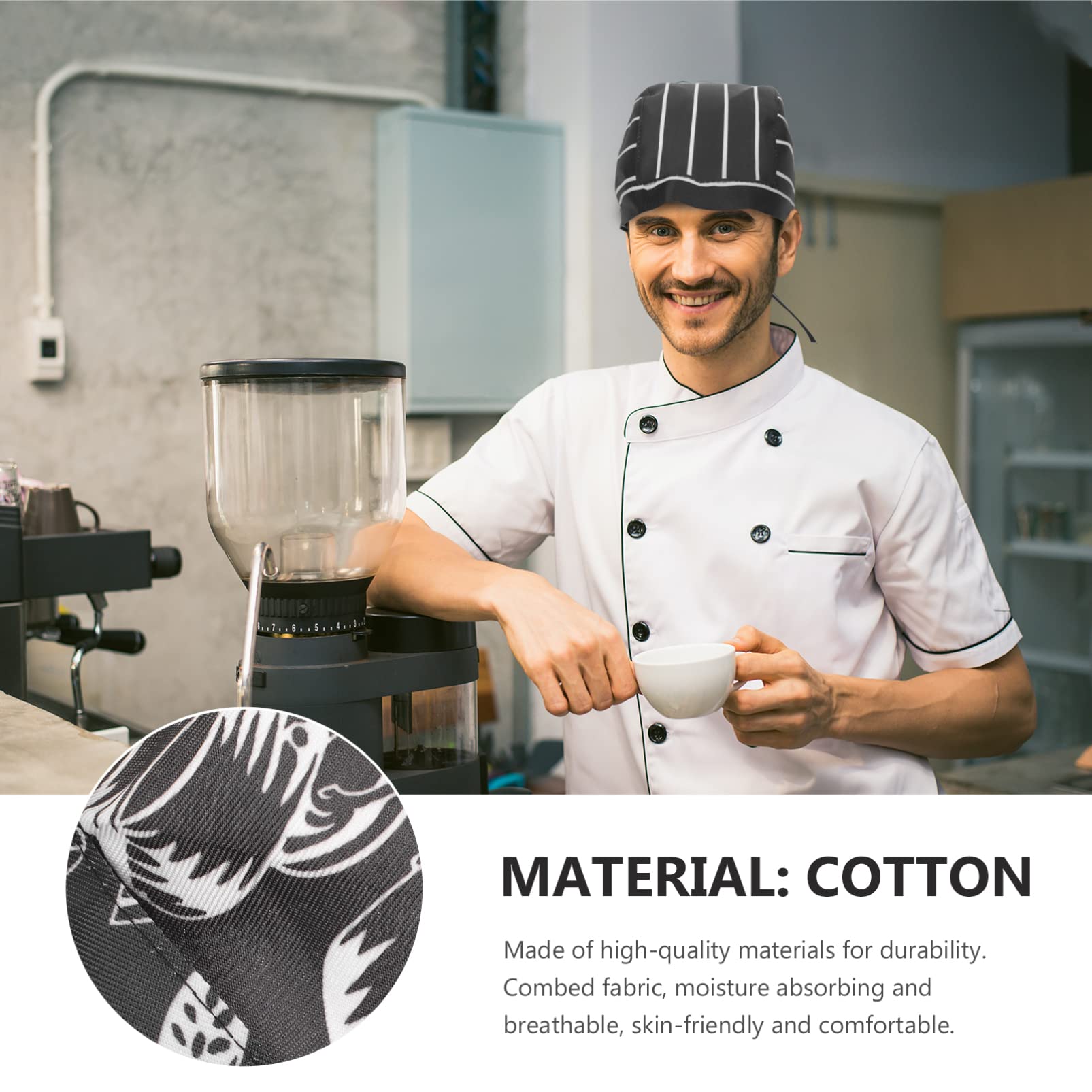 6 Gorros de Chef Mantienen el Cabello Recogido Transpirables Ajustables de Algodón Unisex y Cómodos para Cocina y Hoteles para Hombres y Mujeres