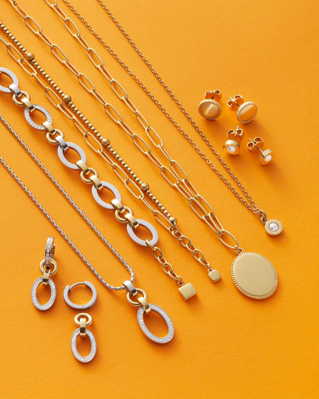 JEWELS BY LEONARDO Bracciale Lena • Bracciale in acciaio inox dorato • Catena bicolore • Zirconi incastonati • 19-21 cm di lunghezza • Gioielli regalo da donna • 023403