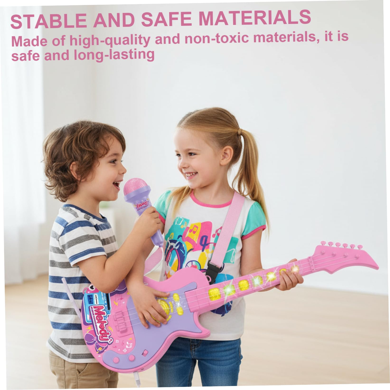 Juego de Guitarra y micrófono para niños con música y luz Guitarra micrófono 2 en 1 para niños pequeños