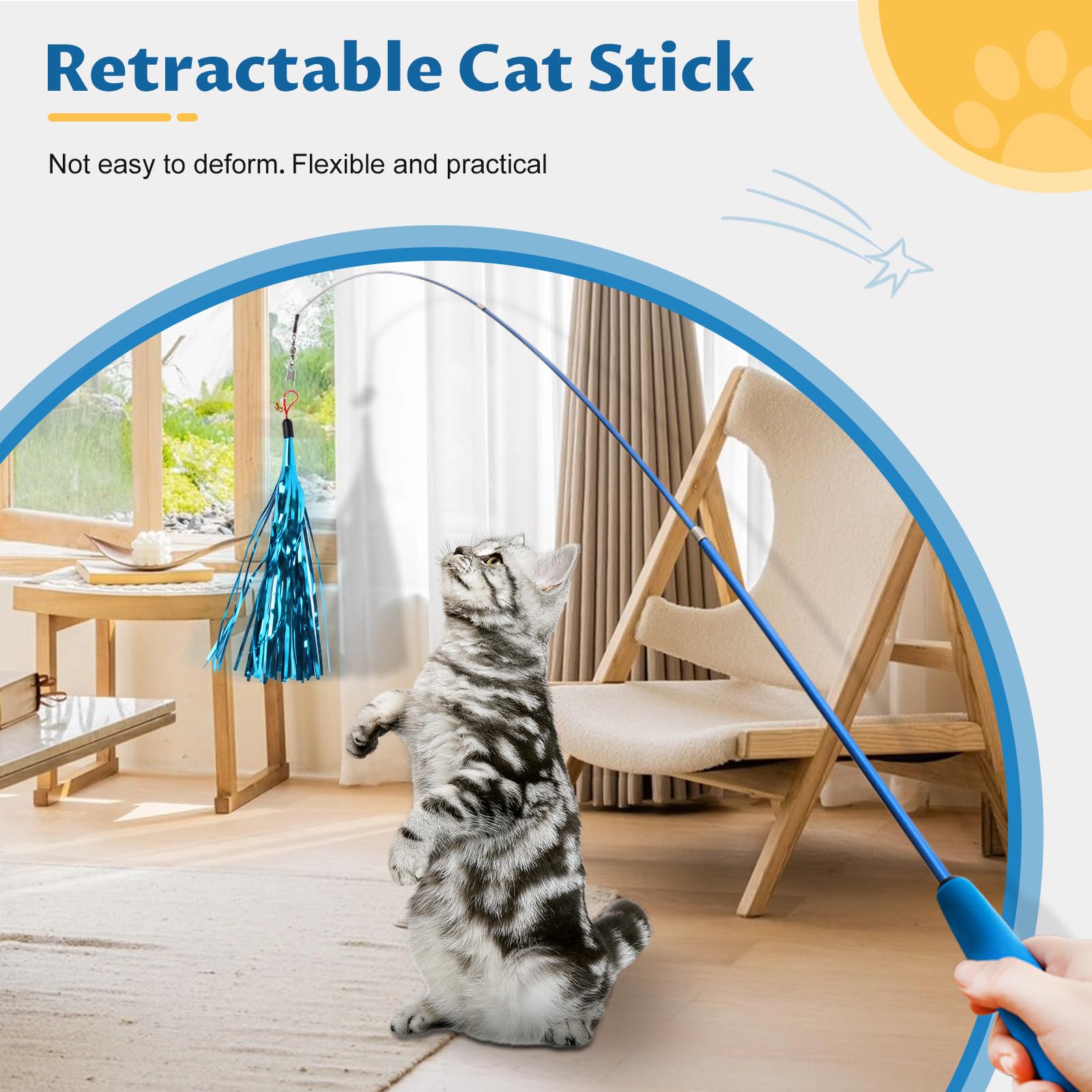 Set de 39 Piezas para Gatos con Túnel, Palo Divertido, Ratones, Hierba Gatera, Bolas, Campanas, Tumbler y Peces